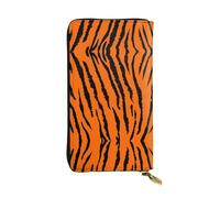 LGHHGY Slimfold - Cartera de piel con estampado de tiburones de dibujos animados para mujer, elegante cartera de mano larga plegable con bolsillo para monedas, Leopardo tigre naranja, Talla única