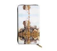 LGHHGY Slimfold - Cartera de piel con estampado orientalista antiguo para mujer, elegante cartera larga plegable con bolsillo para monedas, Animal Safari, Talla única