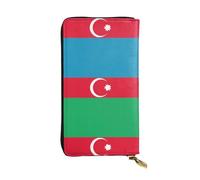 LGHHGY Slimfold - Divertida cartera de piel con diseño de lengua de oveja traviesa para mujer, elegante cartera de mano larga plegable con bolsillo para monedas, Bandera de Azerbaiyán, Talla única