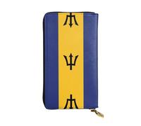 LGHHGY Slimfold - Divertida cartera de piel con diseño de lengua de oveja traviesa para mujer, elegante cartera de mano larga plegable con bolsillo para monedas, Bandera de Barbados, Talla única