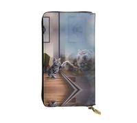 LGHHGY Slimfold Guitars - Cartera de piel con estampado artístico para mujer, elegante cartera larga plegable con bolsillo para monedas, Gato y animal tigre reflectante, Talla única