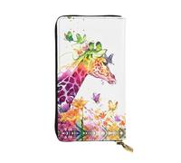 LGHHGY Slimfold Kiss Dolphin Tale - Cartera de piel con estampado de delfín para mujer, elegante cartera de mano larga plegable con bolsillo para monedas, Mariposa de jirafas, Talla única