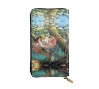 LGHHGY Slimfold Kiss Dolphin Tale - Cartera de piel con estampado de delfín para mujer, elegante cartera de mano larga plegable con bolsillo para monedas, Peces nadadores, Talla única