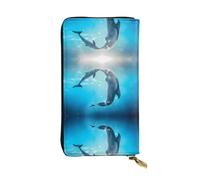 LGHHGY Slimfold Kiss Dolphin Tale - Cartera de piel con estampado de delfín para mujer, elegante cartera de mano larga plegable con bolsillo para monedas, Patrón Kiss Dolphin Tale, Talla única