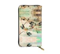 LGHHGY Slimfold Kiss Dolphin Tale - Cartera de piel con estampado de delfín para mujer, elegante cartera de mano larga plegable con bolsillo para monedas, Libélula libélulas vintage, Talla única