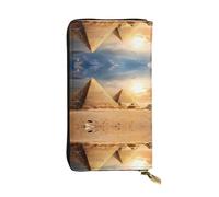 LGHHGY Slimfold Kiss Dolphin Tale - Cartera de piel con estampado de delfín para mujer, elegante cartera de mano larga plegable con bolsillo para monedas, Pirámide egipcia en el desierto, Talla única