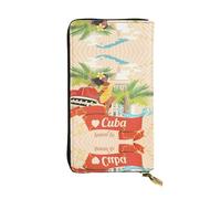 LGHHGY Slimfold Kiss Dolphin Tale - Cartera de piel con estampado de delfín para mujer, elegante cartera de mano larga plegable con bolsillo para monedas, Isla de Cuba, Talla única