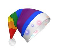 LGHHGY Sombrero de Navidad LED unisex - Sombrero festivo con estampado de arco iris para adultos, perfecto para fiestas y uso diario