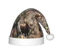 LGHHGY Wildlife Hunting Deer Bear Elk Print Christmas Hat for Kids - Sombrero de Papá Noel de felpa suave, gorro de vacaciones para Navidad, Año Nuevo, Halloween