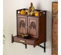 LGHQGHXF Altar De Santuario De Madera Maciza con Puertas Y Cajones Casa De Cenizas Mesa Pooja Guan Gong Estatua De Buda Guanyin Mesa De Ofrenda Estante De Buda Soporte De Estatua Mandir(Wall-Mounted)