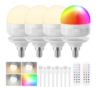 LGMCF Bombilla recargable con mando a distancia, E14, regulable, colores RGB, bombilla LED con batería, 8 W de control táctil con función de temporización, luz de emergencia con magnética, 4 unidades