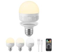 LGMCF Bombilla recargable E27 con mando a distancia, 8 W, batería regulable con función de temporización, 3 colores para lámparas no cableadas, luz de emergencia con magnético, 1 paquete