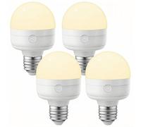 LGMCF Bombilla recargable E27 con mando a distancia, 8W, batería regulable con función de temporización, bombilla LED de 3 colores con imán para lámparas no cableadas, luz de emergencia, 4 unidades