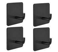 LgowithU Ganchos Adhesivos ara Pared, 4 Piezas 3M Colgador Toalla baño Adhesivo, Acero Inoxidable Mate Colgador Cocina sin Taladro para Cocina y Baño(negro-2)