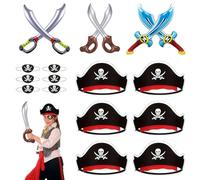 LGQHCE Accesorios de pirata para niños, disfraz de pirata con sombrero de piratas, parche en los ojos y juguete de espada inflable, juego de rol para niños, fiesta de disfraces, fiesta de cumpleaños