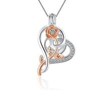 LGSY Colgantes de jaula de corazón rosa CZ para joyería de perlas de plata de ley, colgantes de jaula de perlas de diseño para regalo adorable, Metal, circonita