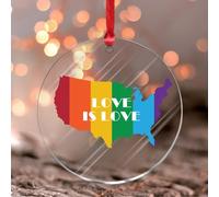LGTBQ - Colgante de acrílico manchado para ventana, colgante de ventana con texto en inglés "Love Is Love", recuerdo de apoyo comunitario, recuerdo de arco iris, decoración para baño, oficina, regalo