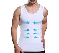 Lgtfy - Chaleco adelgazante para hombre, camisas de compresión de ginecomastia, camisetas interiores con control de abdomen, cambio en segundos, Blanco, Medium