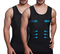 Lgtfy - Chaleco adelgazante para hombre, camisas de compresión de ginecomastia, camisetas interiores con control de abdomen, cambio en segundos, 2 Pack negro, XX-Large