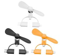 LGWJHCY 3PCS mini ventiladores para teléfono móvil, mini ventilador USB portátil 3 en 1 para teléfono Android/teléfono USB tipo C y más, ventilador de bolsillo (negro, blanco, naranja)