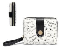 LGWJHCY Cartera pequeña de piel, cartera para niñas, con cremallera, regalos para niñas, dibujos animados, diseño estampado, color negro