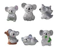 LGWJHCY Figuras Koala en miniatura, 6 colores mezclados, figuras de animales koala, perfectas para decorar libros, decoraciones de tartas, decoraciones de jardín de hadas en miniatura