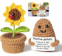 LGWJHCY Girasol Punto y Mini Patatas, Patatas de Punto Positivas con Tarjetas Positivas, Mini Figuras Peluche, Adorno de Punto para Niños Cumpleaños Fiesta Regalos Motivacionales.