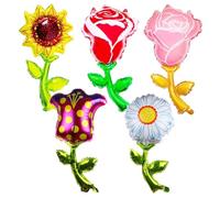 LGWJHCY Globos de papel de aluminio, 10 globos en forma de flor, girasol, rosa roja, margarita, para fiesta de cumpleaños de niñas, decoración de boda.