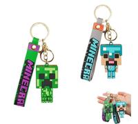 LGWJHCY Llavero de anime de píxel, 2 llaveros de anime, decoración de cadena de llavero, regalo para entusiastas del juego, colgante de mochila, accesorios de fiesta, ideal para jugadores y fans