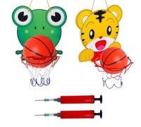 LGWJHCY Mini juego de baloncesto para niños - 2 aros de baloncesto y pelotas, dibujos animados tigre y rana, juguete deportivo portátil, interior para niños de edad 2, 3, 4, 5, 6, regalo de cumpleaños