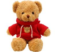 LGWJHCY Oso de Peluche Con Capucha de 30 cm, Juguete Lindo Regalo (Rojo)
