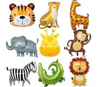 LGWJHCY Pack de 9 globos de papel de safari de Jungle, globos de foil animal, globos de foil Animals, Jungle Safari Animal Balloons, para niños y niñas, decoración de fiesta de cumpleaños