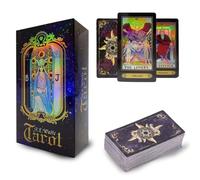 LGWJHCY TarotCard Set with Colored Box, 78 Tarot Cards, Holographic Paper, Glitter, Witch, Tarot Cards, Classic Game, Futuristic Tellta, Divination, Cards, Interactive Board Game, Beginners (English)