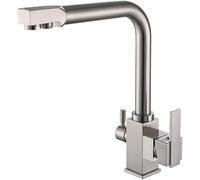 LGYGMD 3-Way Double Socket rotatable in 1 Mixer for Filter Brass, Drinking Water Faucet Kitchen Sink Black Retro,Black