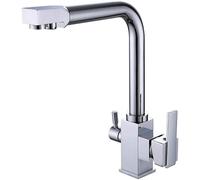 LGYGMD 3-Way Double Socket rotatable in 1 Mixer for Filter Brass, Drinking Water Faucet Kitchen Sink Black Retro,Chrom