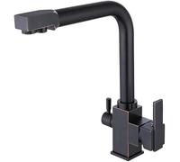 LGYGMD 3-Way Double Socket rotatable in 1 Mixer for Filter Brass, Drinking Water Faucet Kitchen Sink Black Retro,Schwarzer Retro