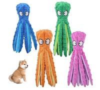 LGYGMD 4 Pack Squeaky Octopus Interactive Bite Resistant Sonic Dog Toys Small, Medium and Large Dogs, for Aggressive Chewers