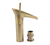LGYGMD All Copper Vintage Bathroom Waterfall Basin Single Fan Mixed Hot and Cold Vanity Faucet for Bathrooms, Toilets