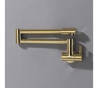LGYGMD All Copper Wall Folding Kitchen ° Rotation Cold White Brushed Pot Filler Faucet Swing Arm Single Hole,Titanium Gold,Include:1*Faucet