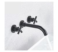 LGYGMD Basin in-Wall Installation Black/Brushed Double Handle Wall-Mounted Bathroom Rotating Sink Faucet