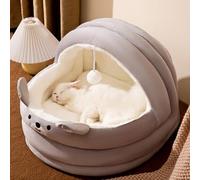 LGYGMD Beds for Indoor Cats Washable, Cute Warm Large Dog Cave, Cozy Hooded Cat Bed with Soft Cushion (Color Gray, Size : M)