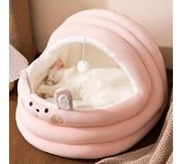 LGYGMD Beds for Indoor Cats Washable, Cute Warm Large Dog Cave, Cozy Hooded Cat Bed with Soft Cushion (Color Pink, Size : M)