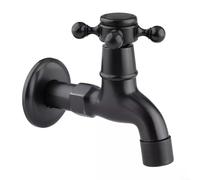 LGYGMD Black Wall Mount Cold Water Tap, Taps, Brass Single Handle Cross Knob Faucet for Washing Machine Bathroom Sink Garden