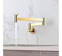 LGYGMD Brass Faucet °Rotation Sink Foldable Double Handle Kitchen Mixer Tap Cold Water Only Wall Installation,Brushed