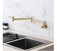 LGYGMD Brass Faucet °Rotation Sink Foldable Double Handle Kitchen Mixer Tap Cold Water Only Wall Installation,Brushed