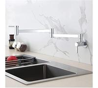 LGYGMD Brass Faucet °Rotation Sink Foldable Double Handle Kitchen Mixer Tap Cold Water Only Wall Installation,Brushed