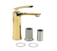 LGYGMD Brass Wash Gold Basin Tap with Waste Sink Cold and Hot Water Faucet Waterfall Bathroom Vanity Mixer Single Handle
