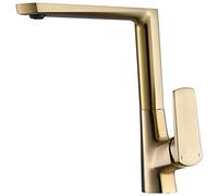 LGYGMD Brushed Gold Brass ° Swivel Sink Single Handle Kitchen Mixer Tap with Hot Cold Water, Fruit and Vegetable Washing Faucet