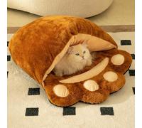 LGYGMD Calming Bed,Warm Soft Cushion with Non-Slip Bottom, Warm Windproof Cave Sleeping Nest Bed for Cat and Dog (Color Brown, Size : 35x46cm)