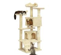 LGYGMD Cat Tree Tower for Indoor Cats, 54 Inch High Multi-Level Pet Furniture, Playhouse with Sisal Scratching Post, Large Apartment, Climbing Ladder, Kitten Toy,B